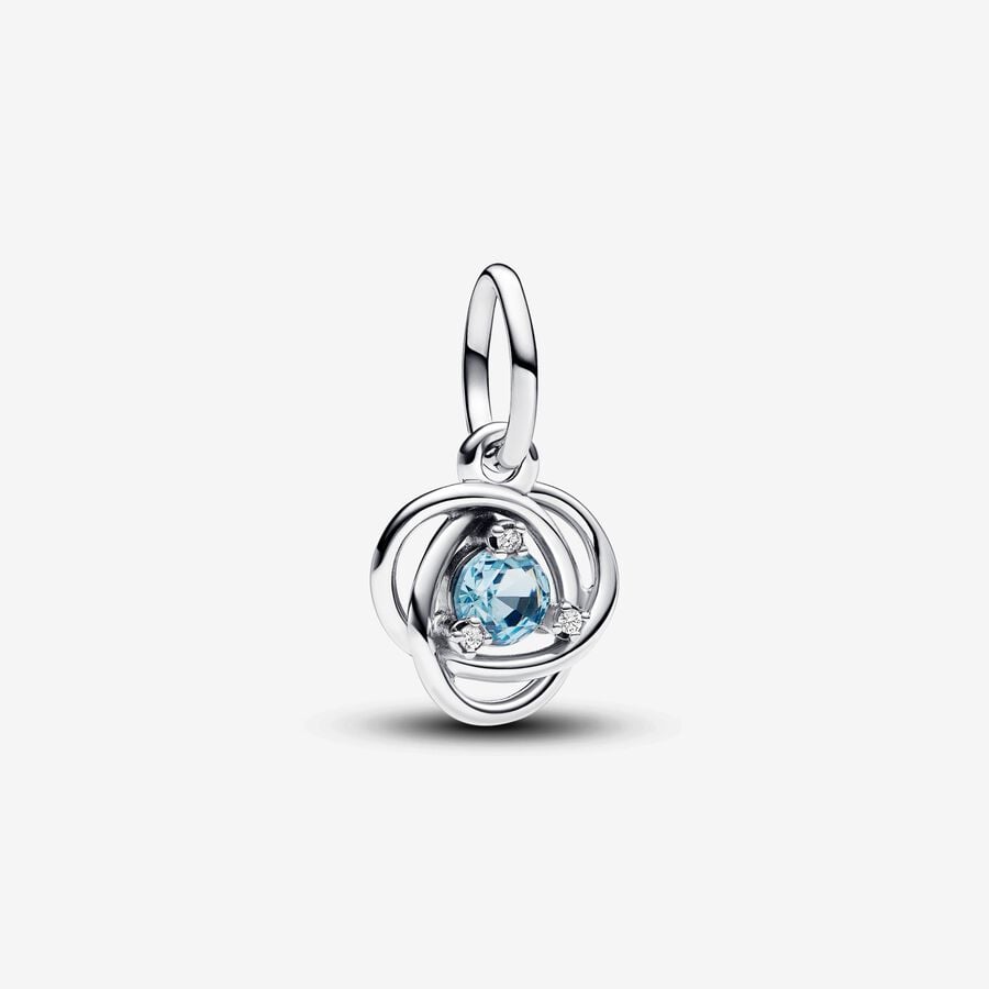 March Crystal Birthstone Eternity Circle Dangle Charm