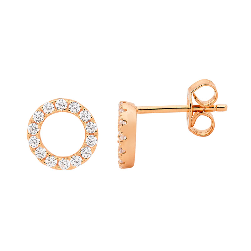 Ellani Rose Gold 8mm Open Circle Earrings
