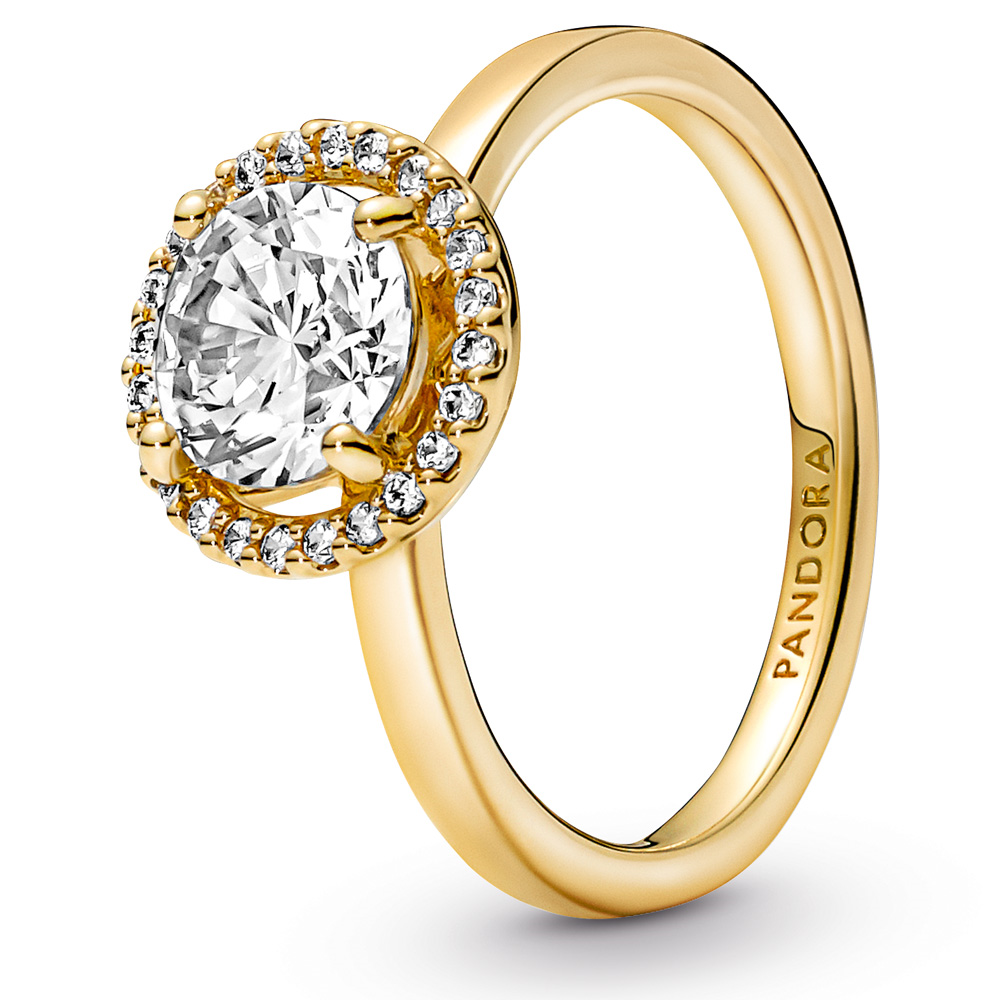 14k Gold-plated ring with clear cubic zirconia