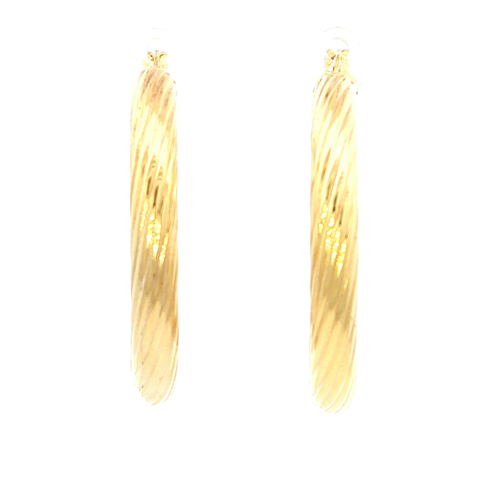 Twist Tube Hoop in Yellow Gold