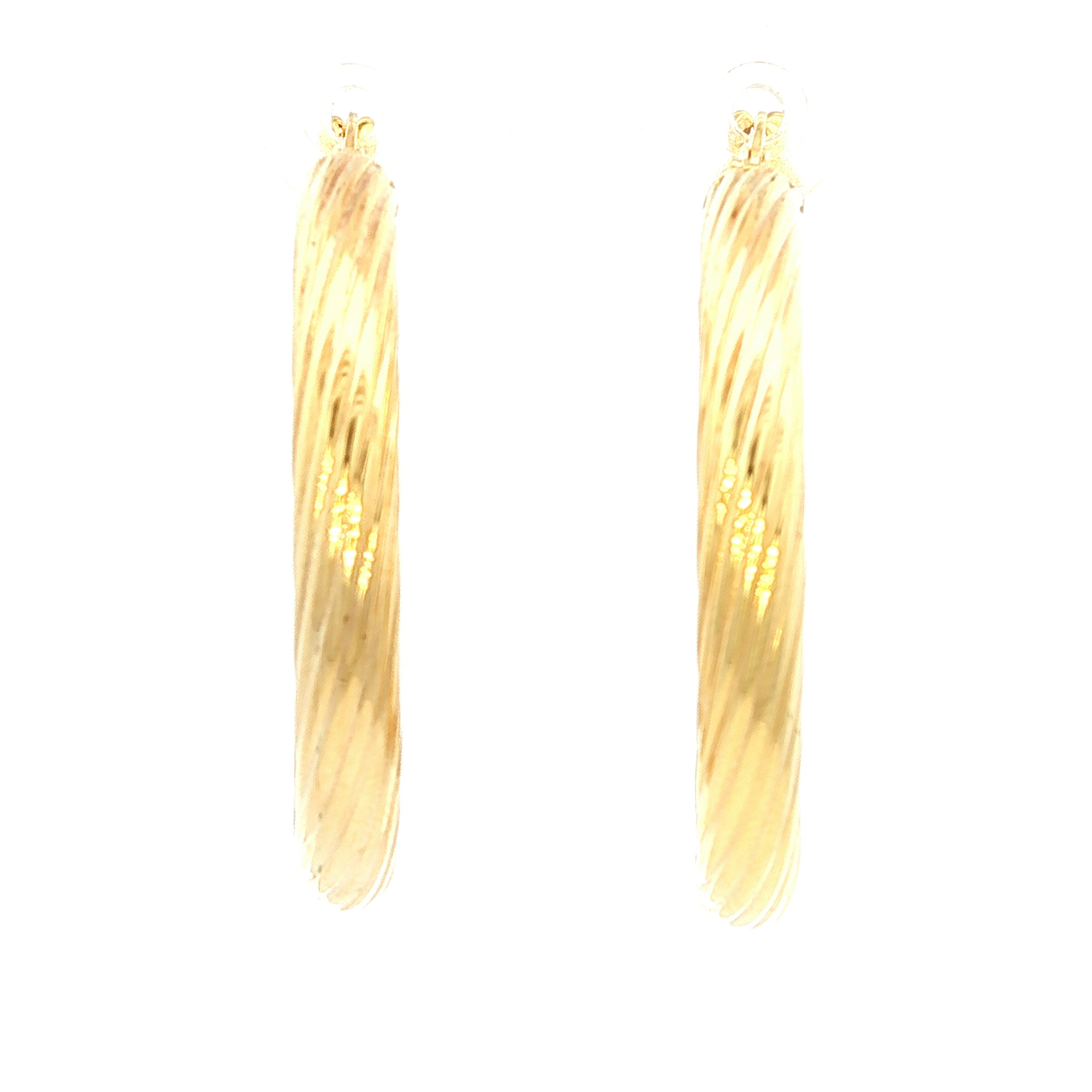 Twist Tube Hoop in Yellow Gold