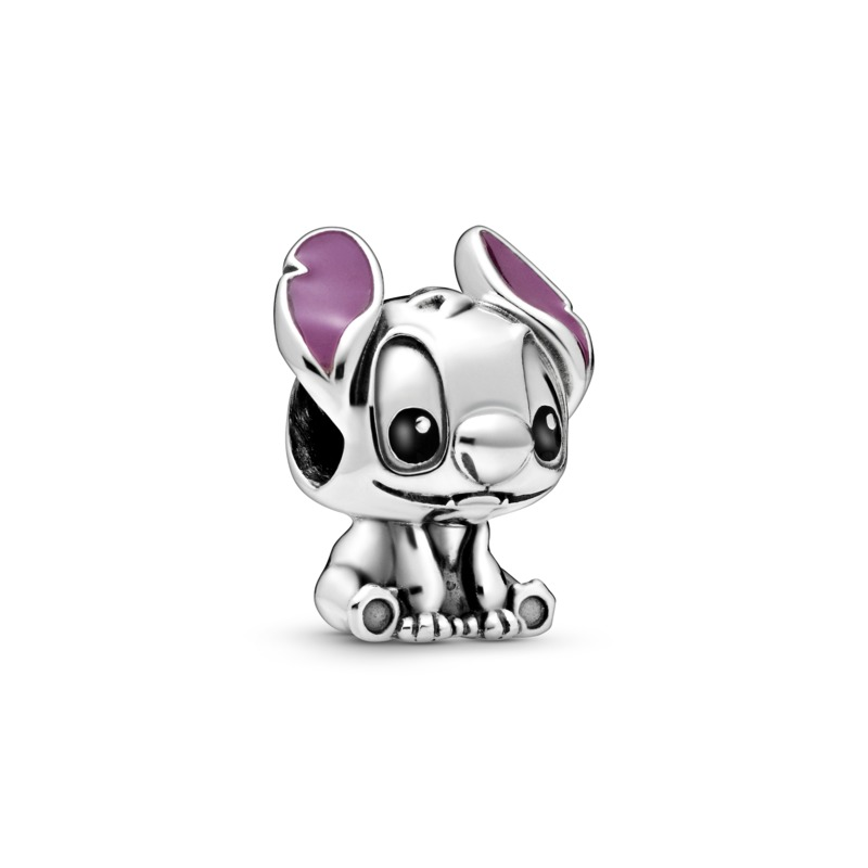 Disney Stitch Silver Charm w Purple & Black Enamel