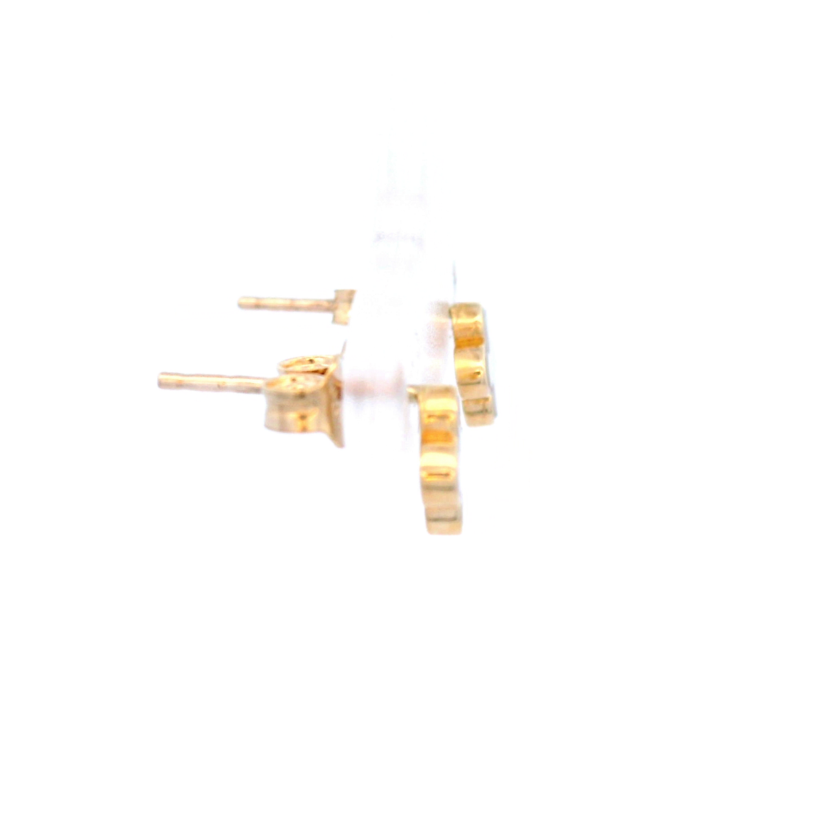 Mother Of Pearl Clover Stud Earrings In 9K Yellow Gold