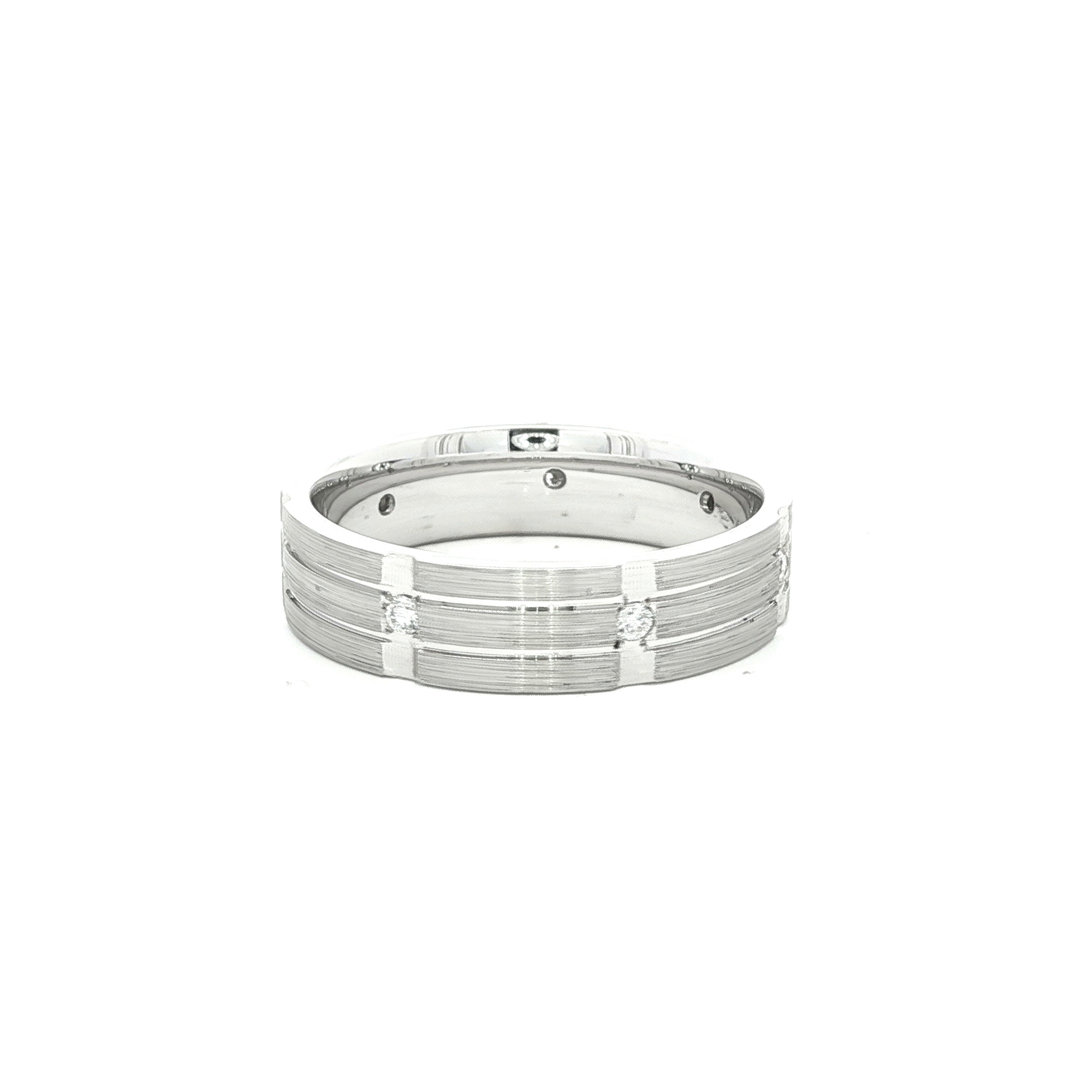 Platinum White Gold Band Ring with Round Brilliant Diamonds