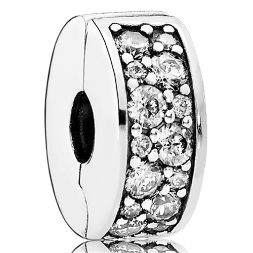 Shining Elegance Silver Spacer Clip w CZ