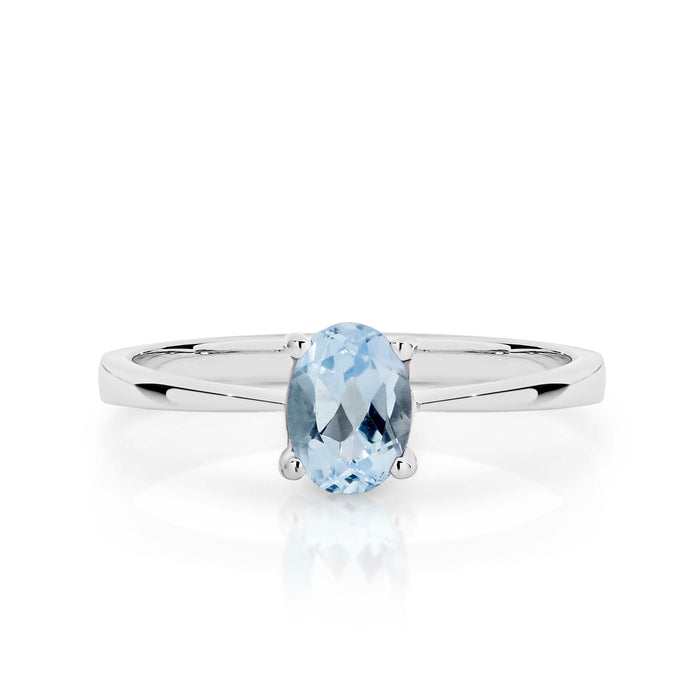 Sterling Silver Blue Topaz Oval Ring