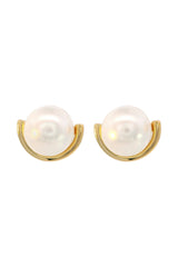 GEORGINI ADAGIO CRESCENT NINE-2-FIVE PEARL CRESCENT EARRINGS SILVER