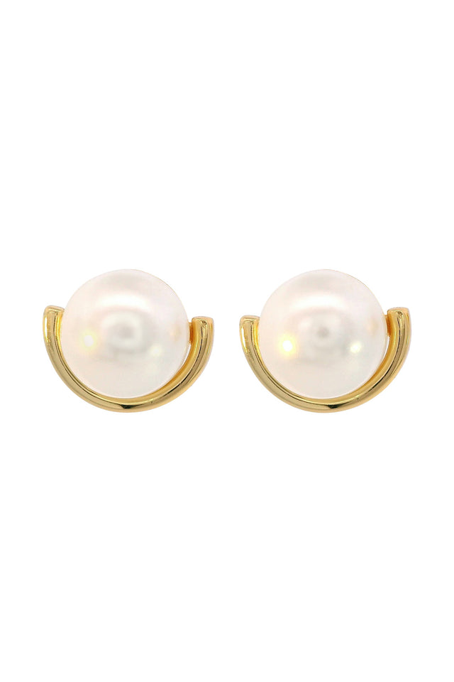 Georgini Adagio Crescent Nine-2-Five Pearl Crescent Earrings Gold