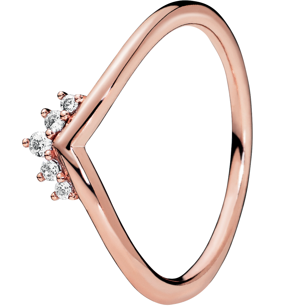 Pandora Rose Tiara Wishbone Ring w Clear CZ