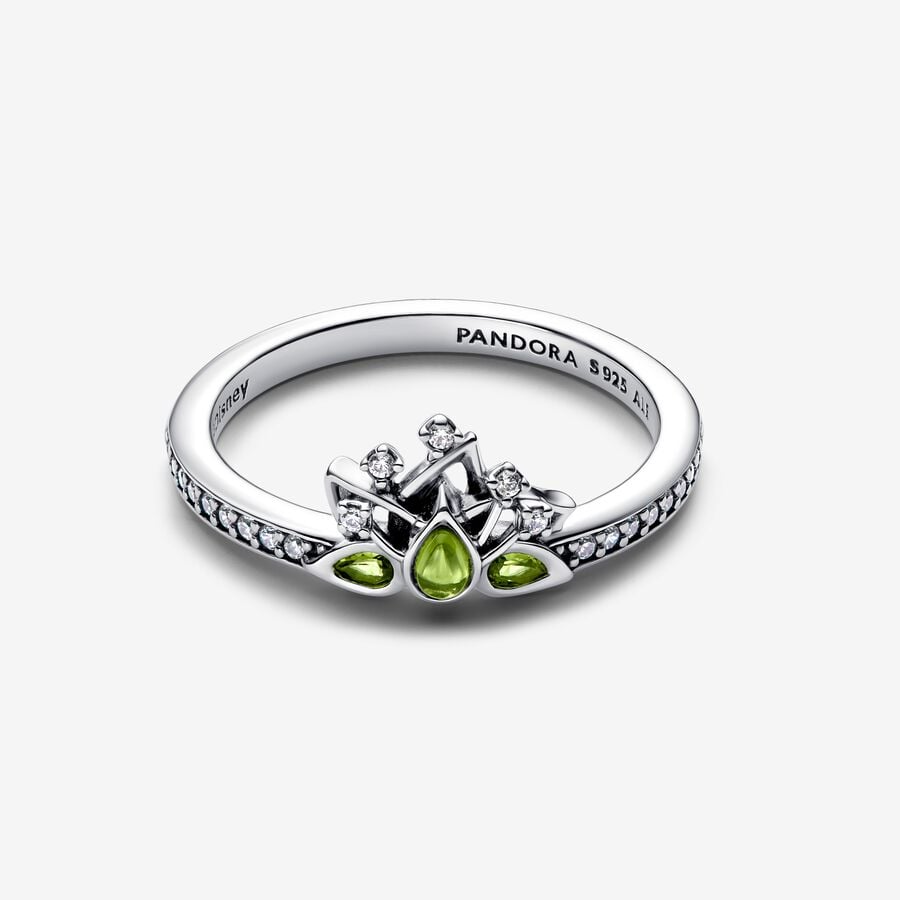 Disney Tiana sterling silver ring with light green crystal and clear cubic zirconia