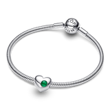 Pandora Engravable Green Stone Heart Charm