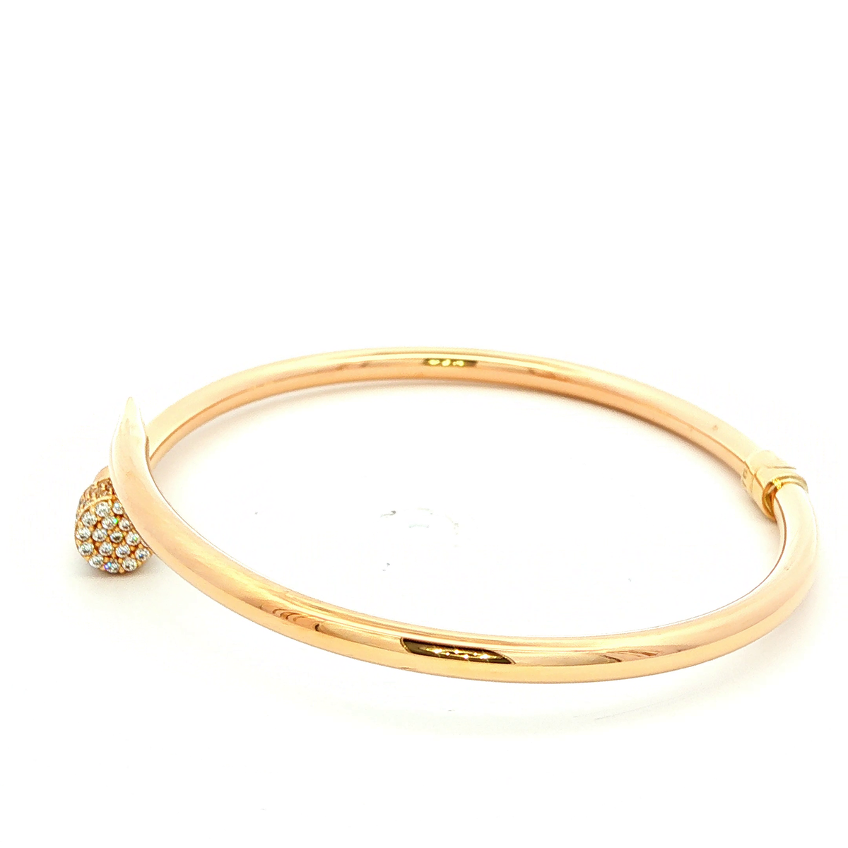 Hinged Noil Bangle Set with Cubic Zirconia in Yellow Gold
