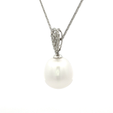 White South Sea Pearl and Diamond Pendant in White Gold