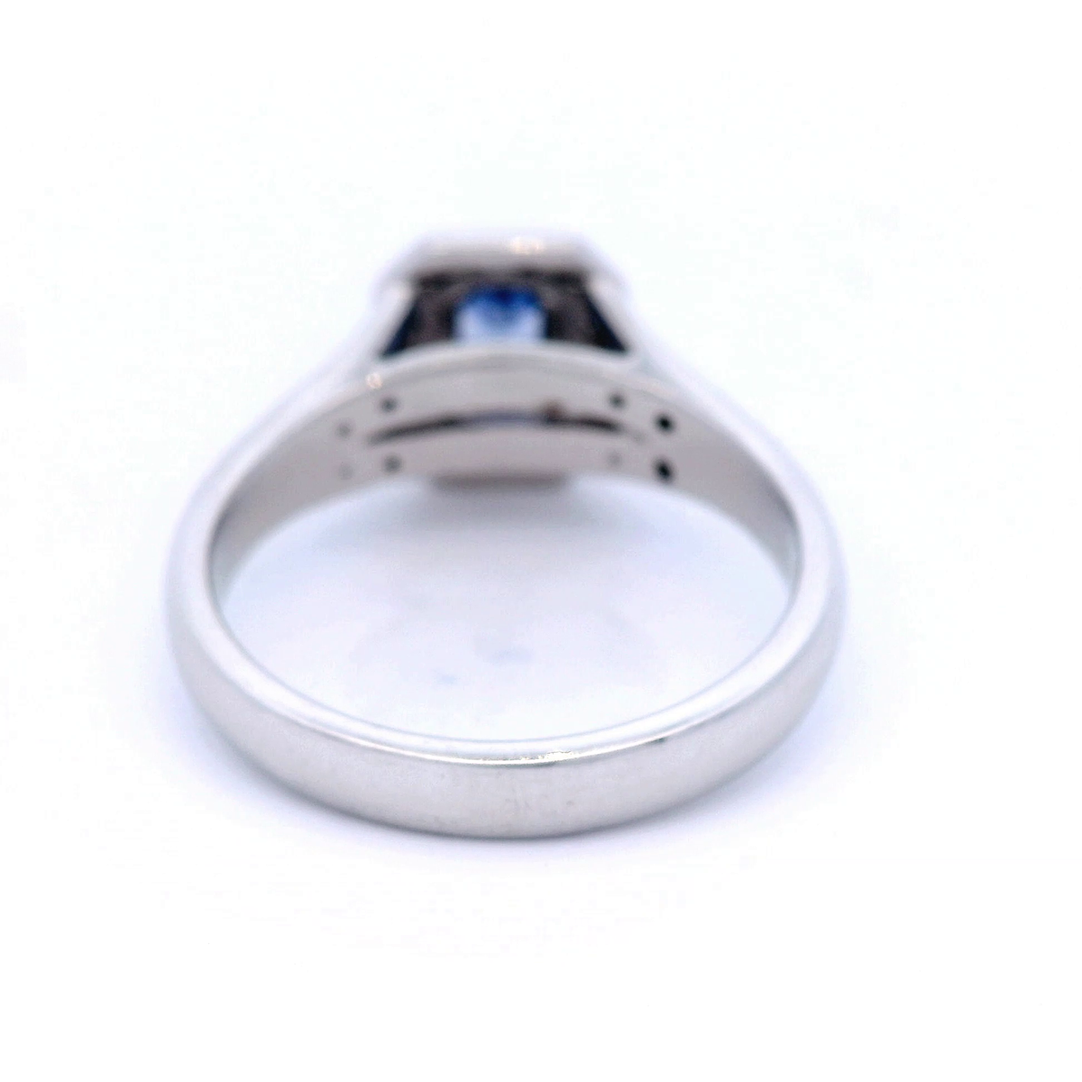 Ceylon Sapphire and Diamond Split Shank Dress Ring in White Gold
