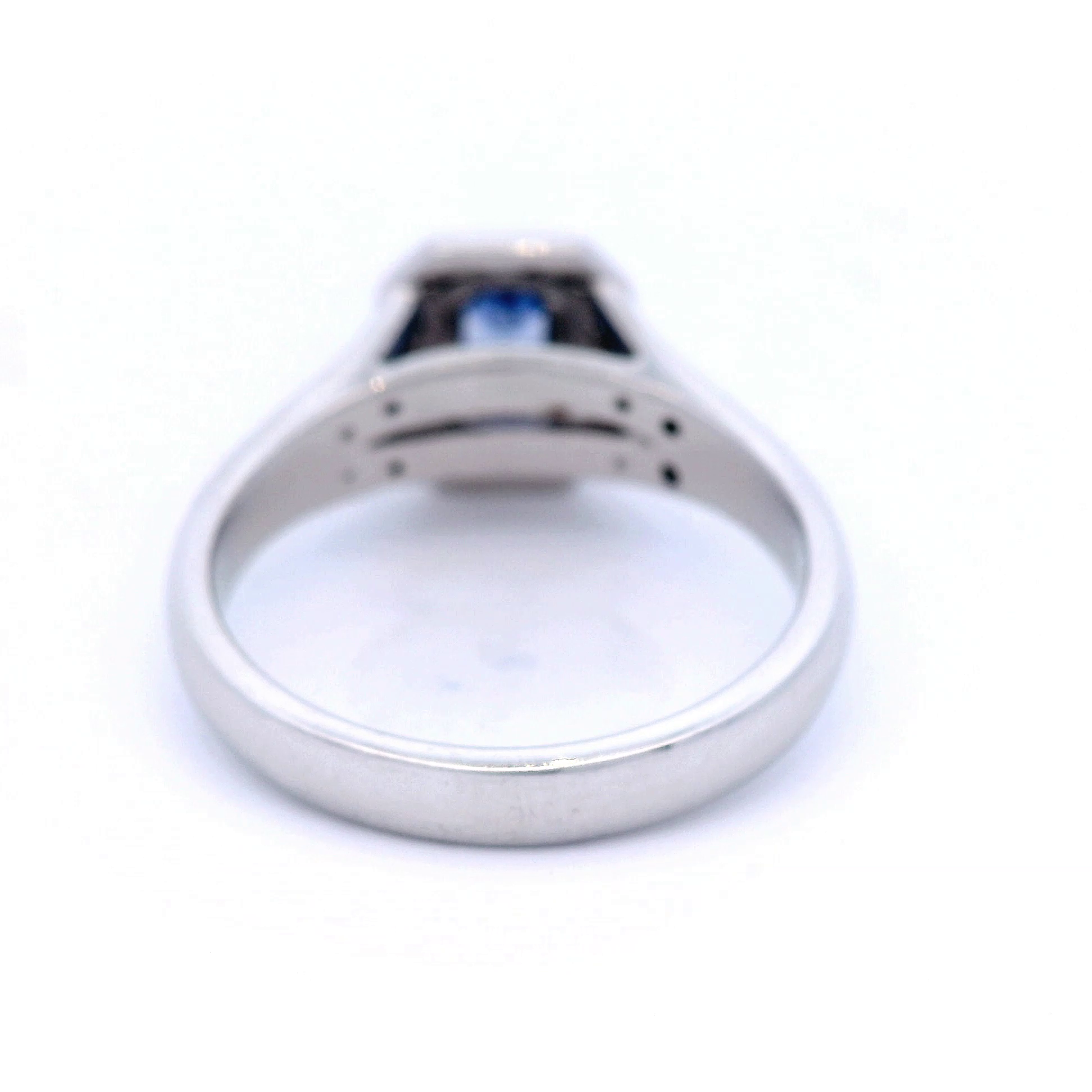 Ceylon Sapphire and Diamond Split Shank Dress Ring in White Gold