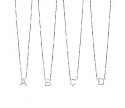 Sterling Silver Necklace with Initial Pendant L