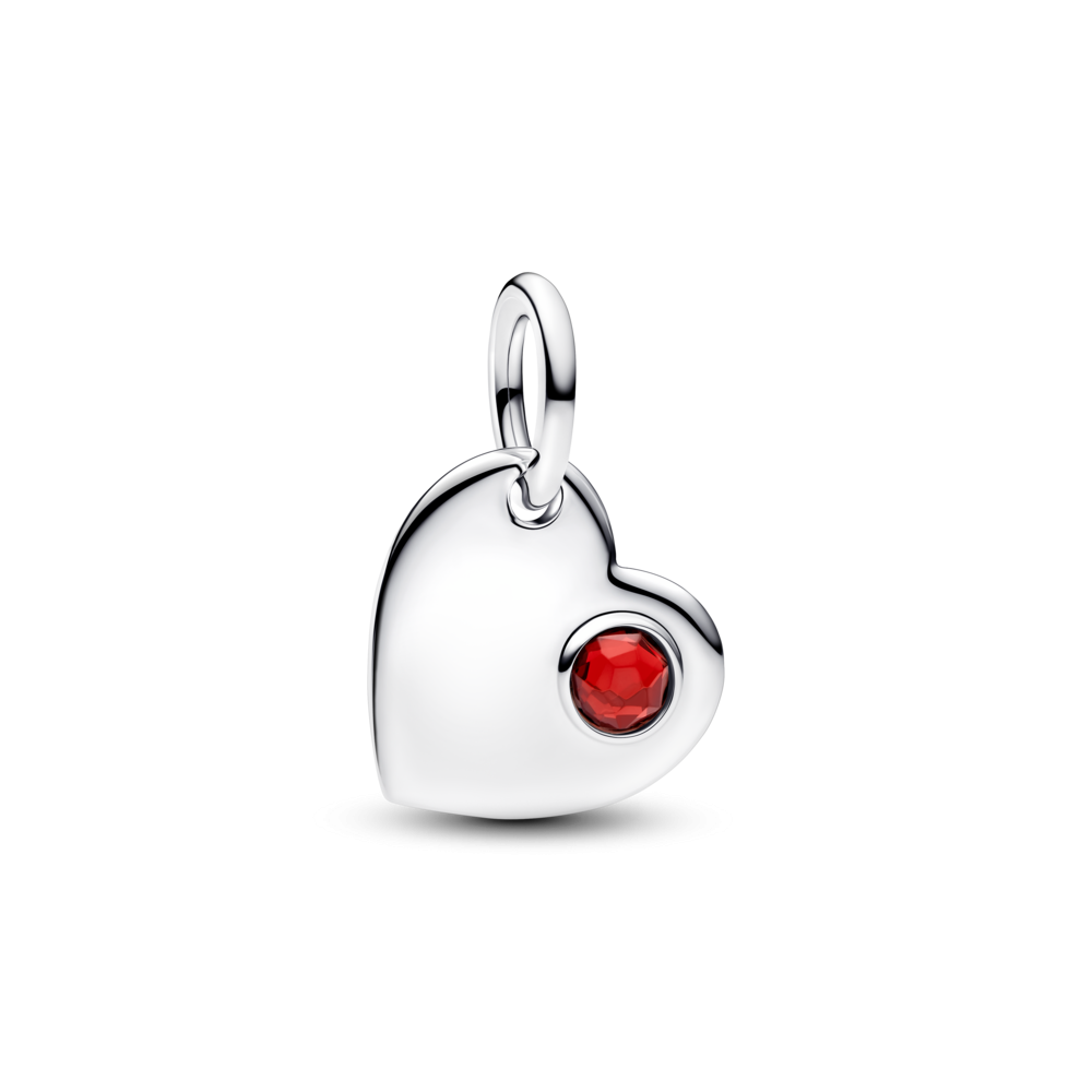Pandora Engravable Heart Red Stone Dangle Charm
