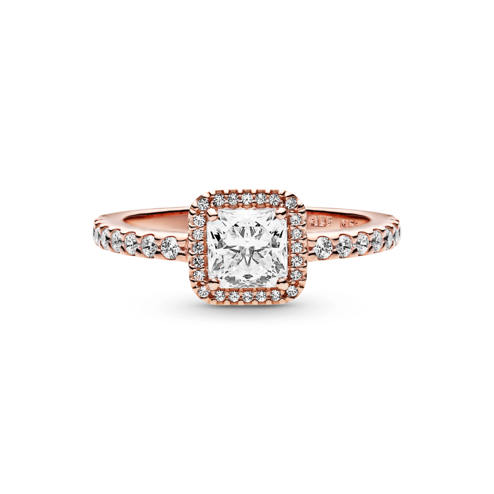 Pandora Square Sparkle Halo Ring