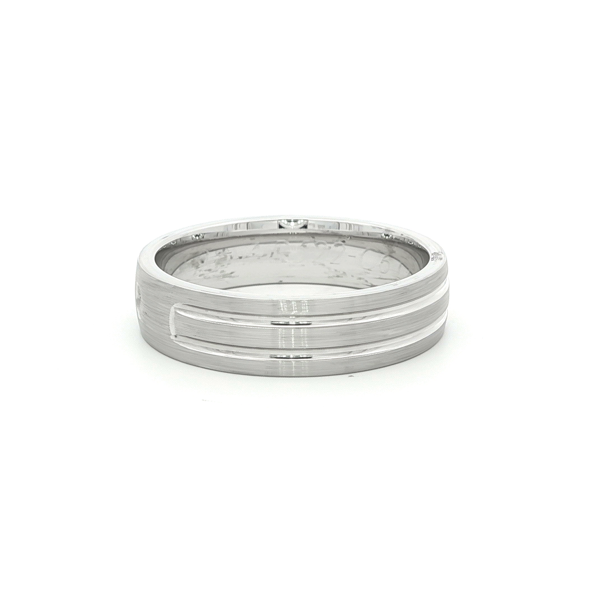 White Gold Plated Silver Band Ring with Round Cut Diamond