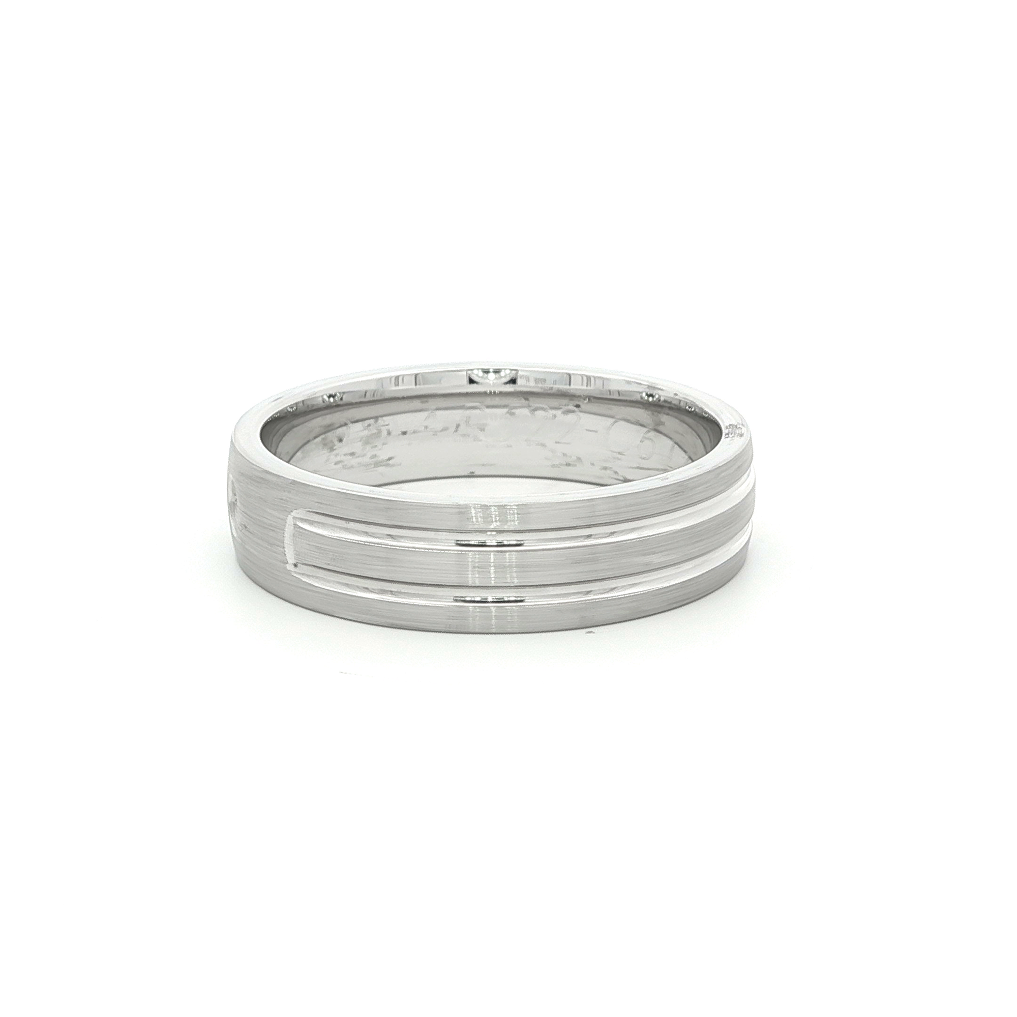 White Gold Plated Silver Band Ring with Round Cut Diamond