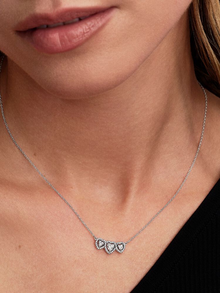 Pandora Halo Heart Trilogy Collier Necklace