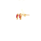 Pear Pink Toumaline Earrings in Yellow Gold