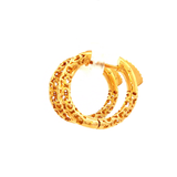 Round Cut-Out Heart Huggie Earrings in Yellow Gold