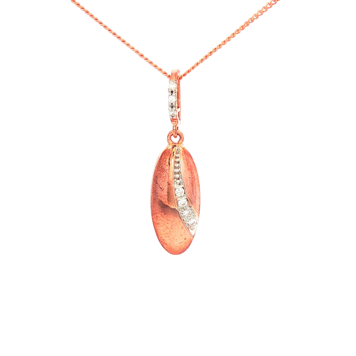 Rose Gold Charm Necklace with Round Brilliant Cut Diamond