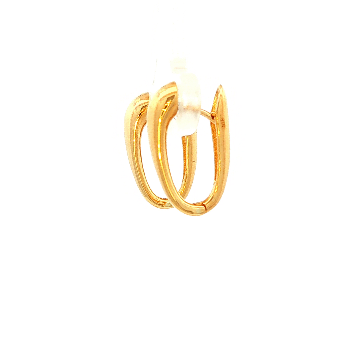 Oblong Huggie Earrings in Yellow Gold
