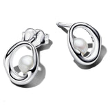 Pandora Organic Shaped Oval Button Earrings