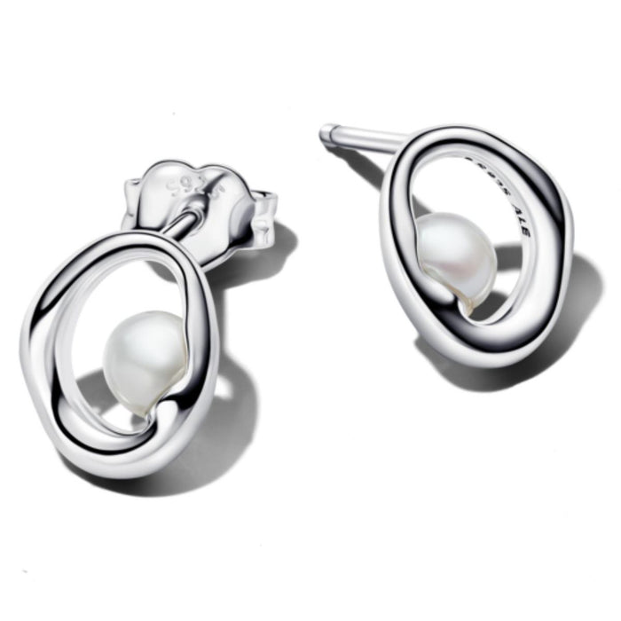Pandora Organic Shaped Oval Button Earrings