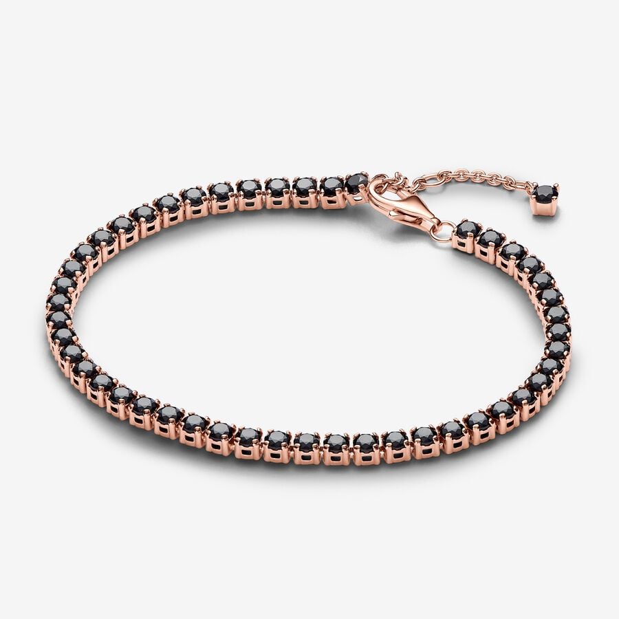 14k Rose gold-plated bracelet with black crystal