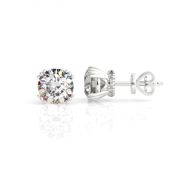 GEORGINI ELEGANT ESSENTIALS 6.5MM ROUND HIDDEN HALO STUD SILVER