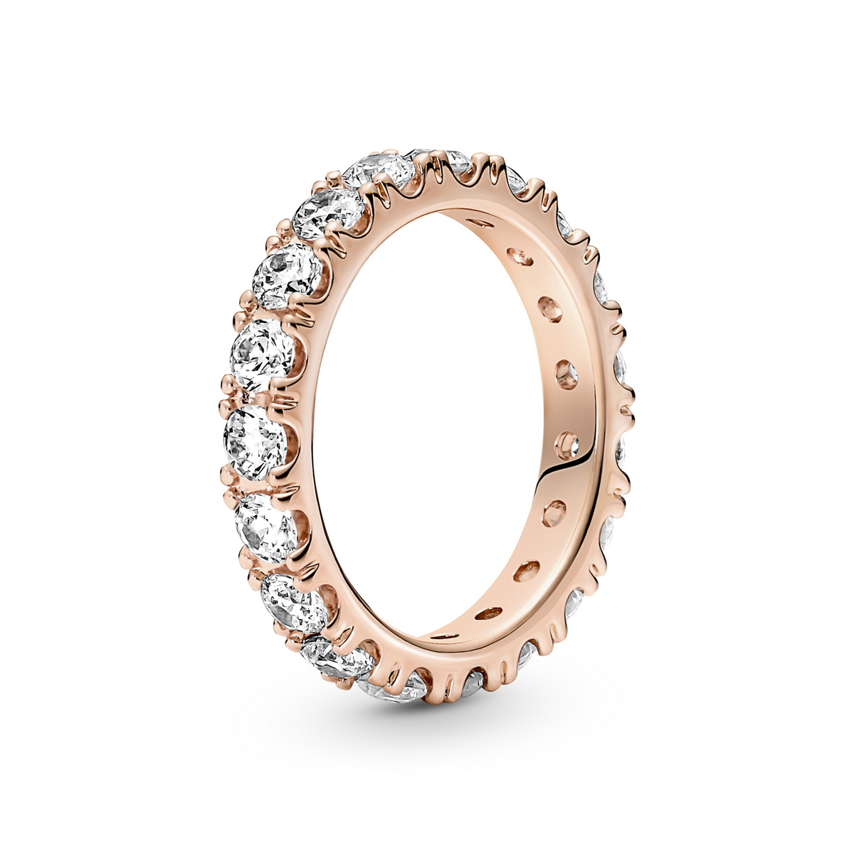 14k Rose gold-plated ring with clear cubic zirconia
