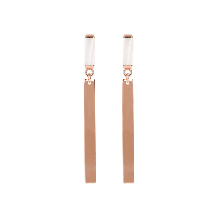 Bronzallure Alba Carré Natural Stones Pendant Earrings White Lace Agate