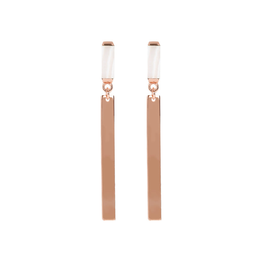 Bronzallure Alba Carré Natural Stones Pendant Earrings White Lace Agate