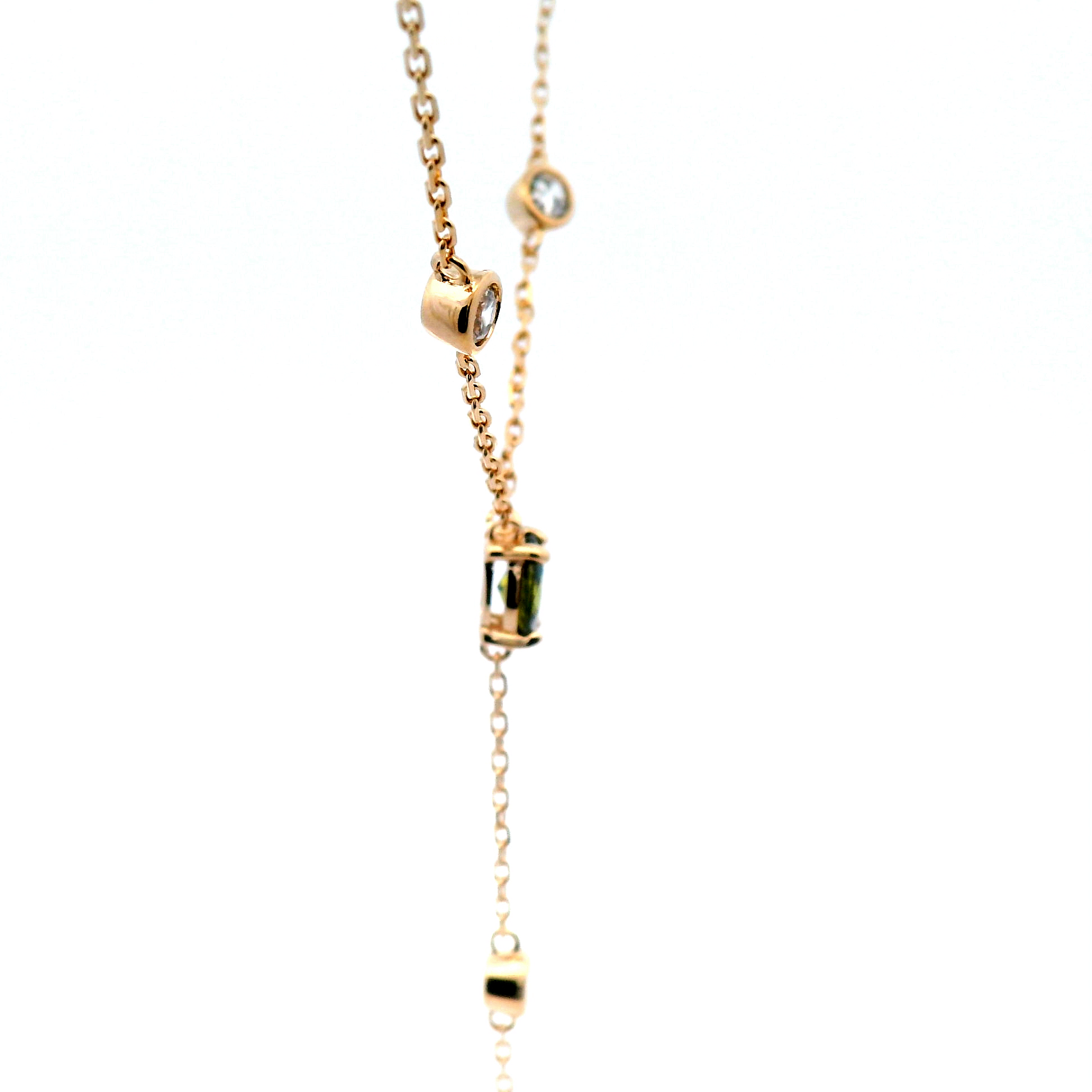 Multi Shape Station Drop Necklace In Yellow Gold