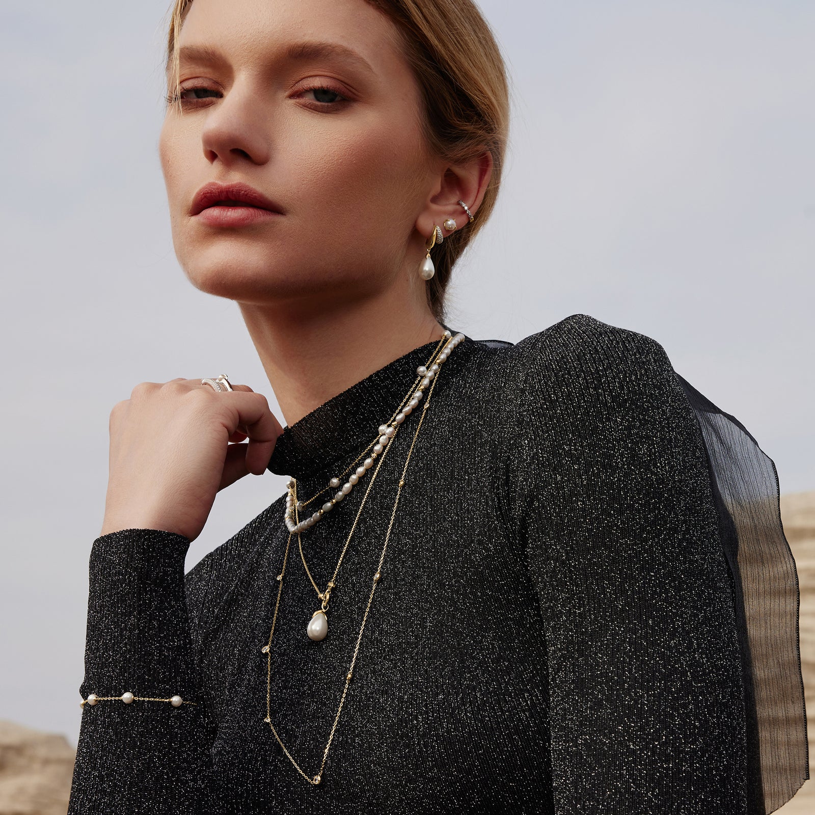 Ania Haie Shell Pearl Drop Huggies