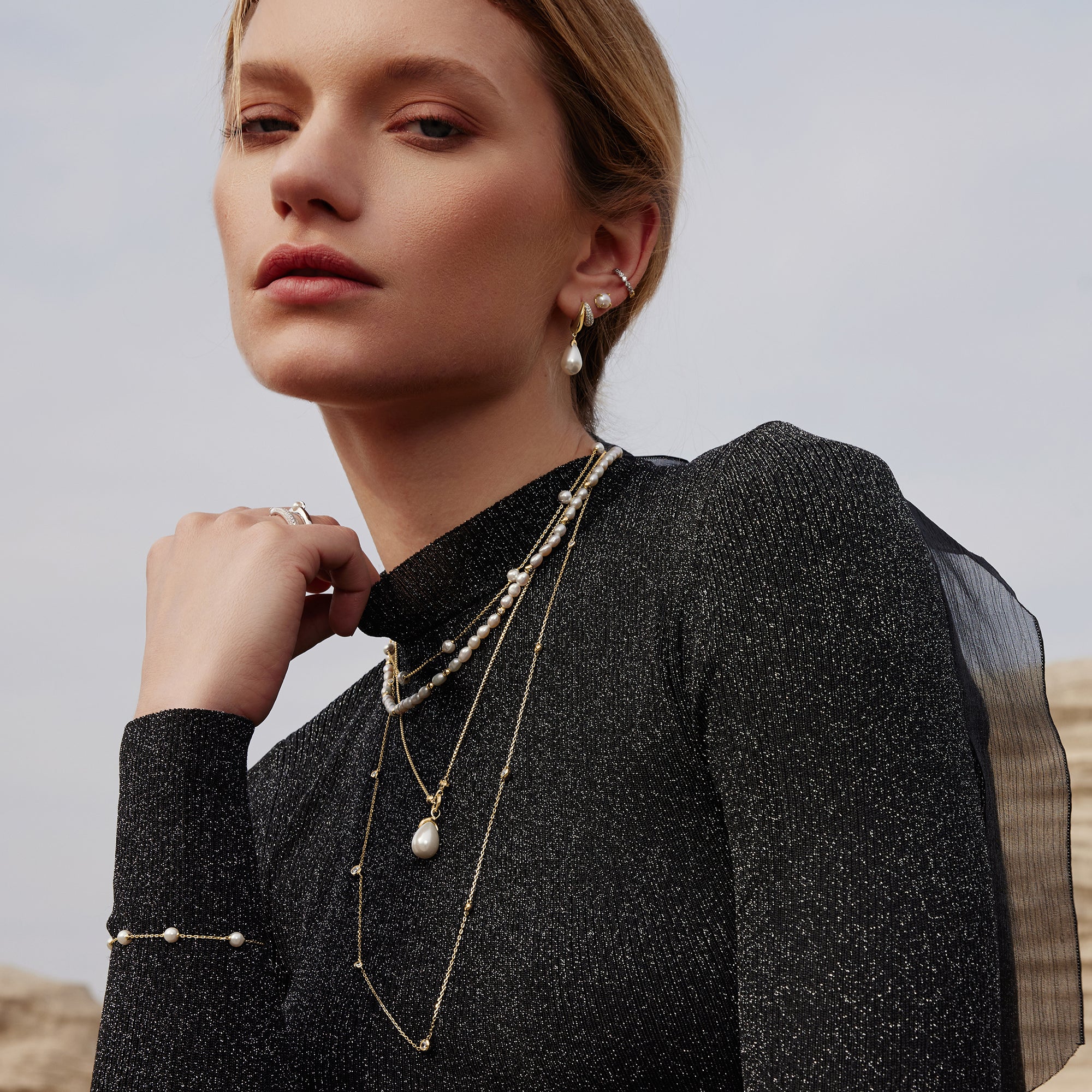 Ania Haie Shell Pearl Drop Huggies