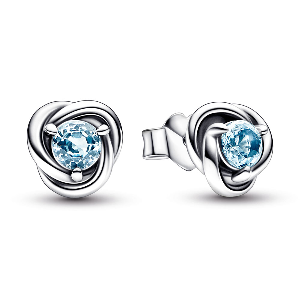 March Crystal Birthstone Eternity Circle Stud Earrings