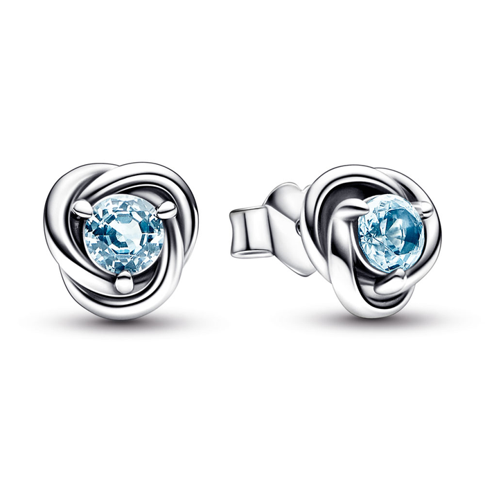 March Crystal Birthstone Eternity Circle Stud Earrings