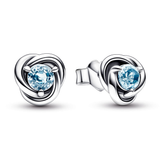 March Crystal Birthstone Eternity Circle Stud Earrings