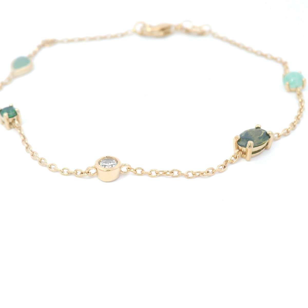 Multi Shape/Colour Bracelet In Yellow Gold