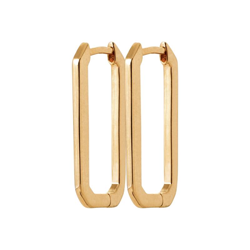 18CT YG Plated Alloy  Med Rectangle Earrings