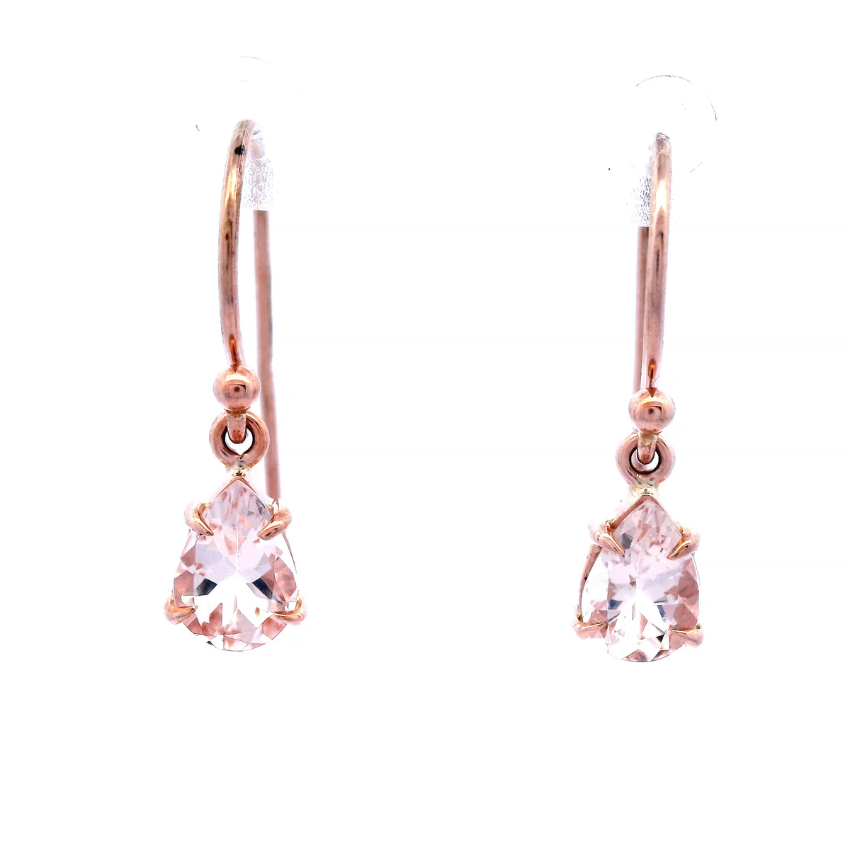 Morganite Shepered Hook Earrings in Rose Gold