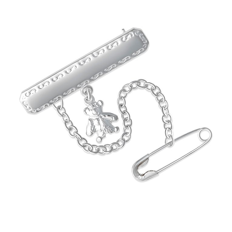 Tilly Stadium Childrens Silver Brooch with Teddy Charm