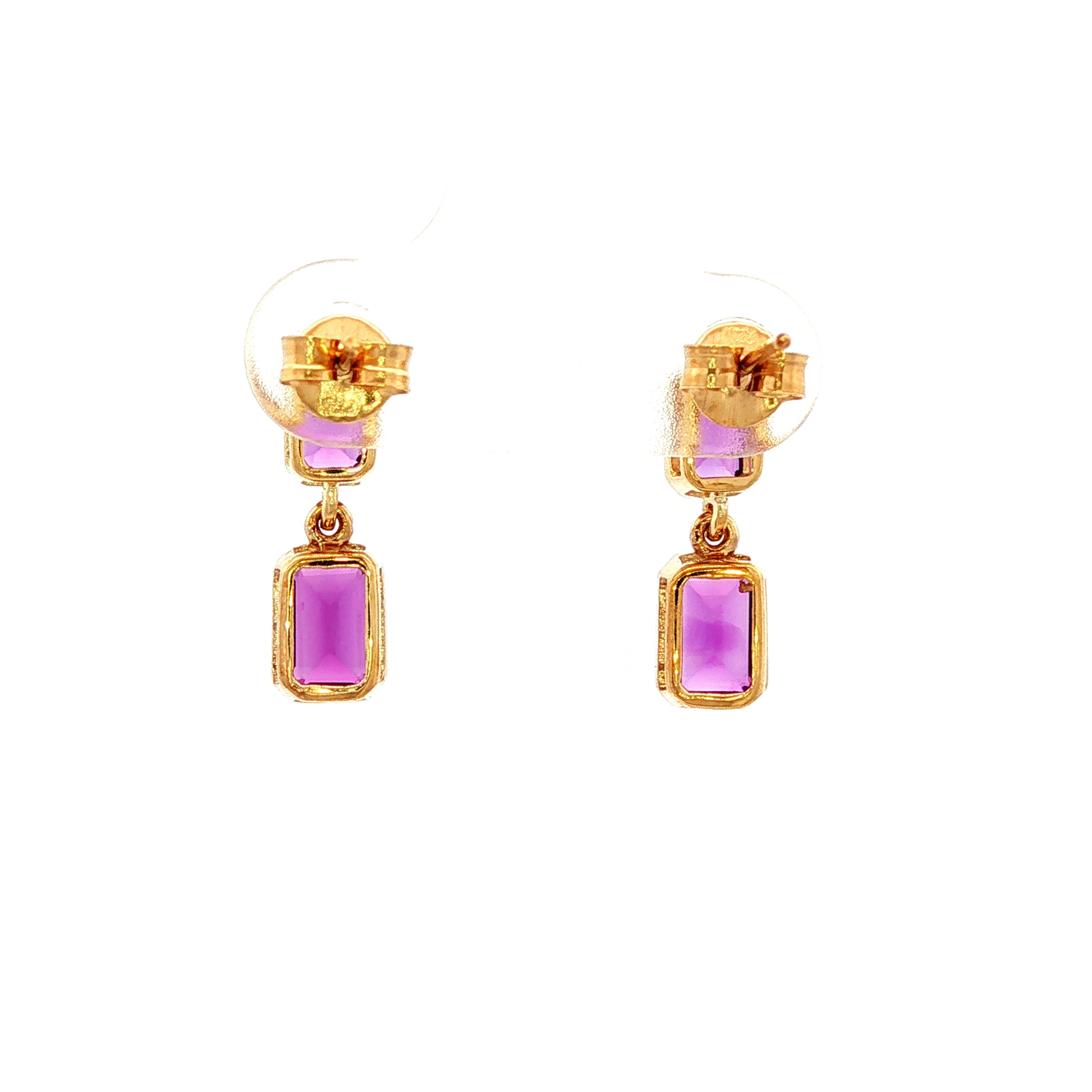 Amethyst Stud Earrings in Yellow Gold