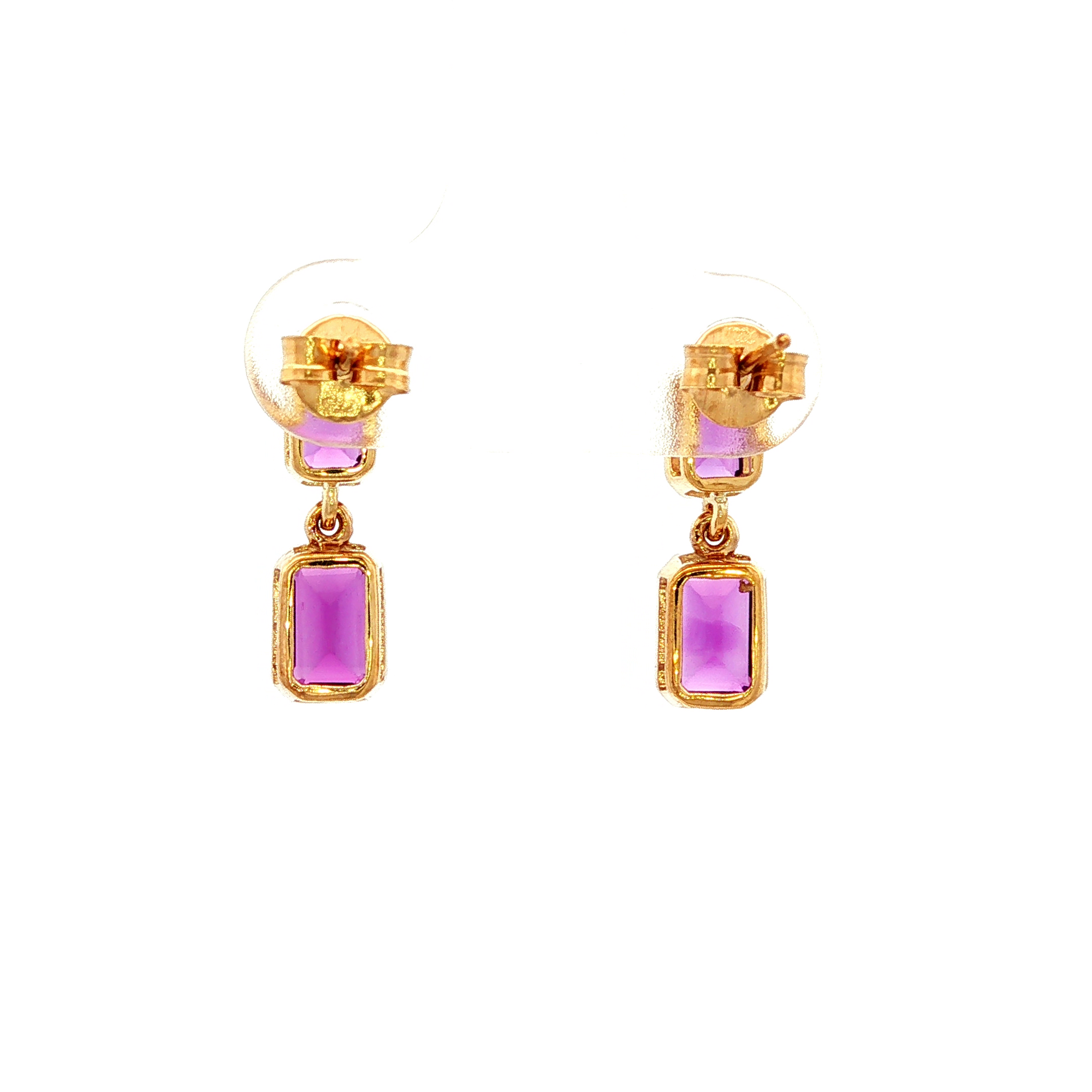 Amethyst Stud Earrings in Yellow Gold