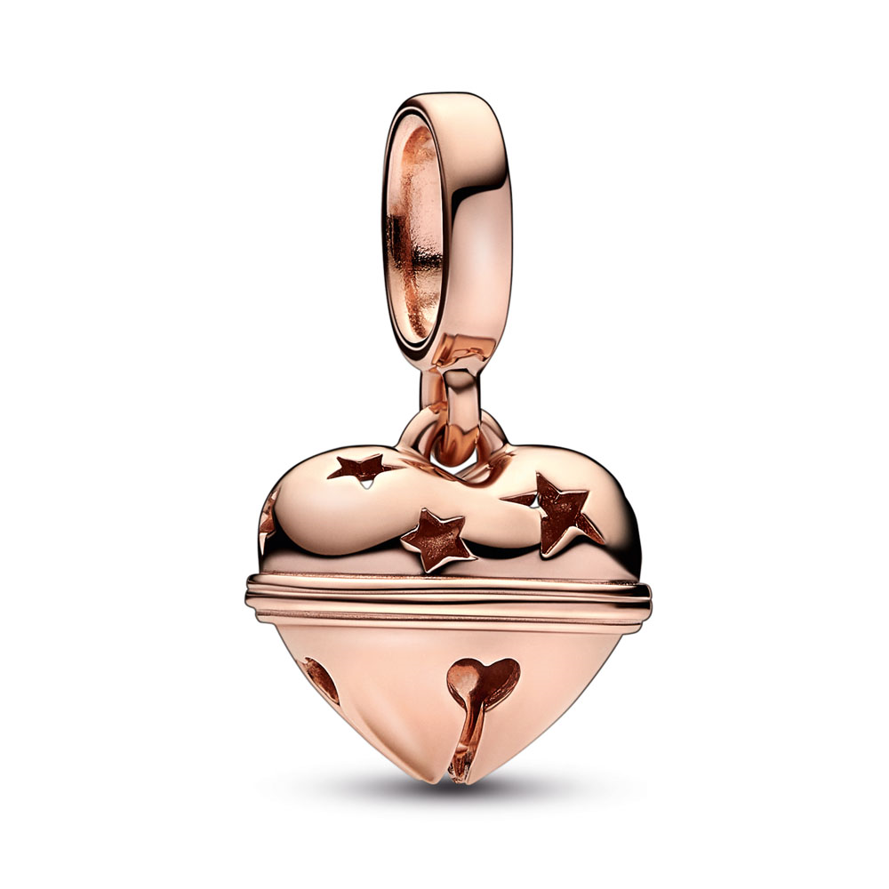 Heart bell 14k rose gold plated dangle