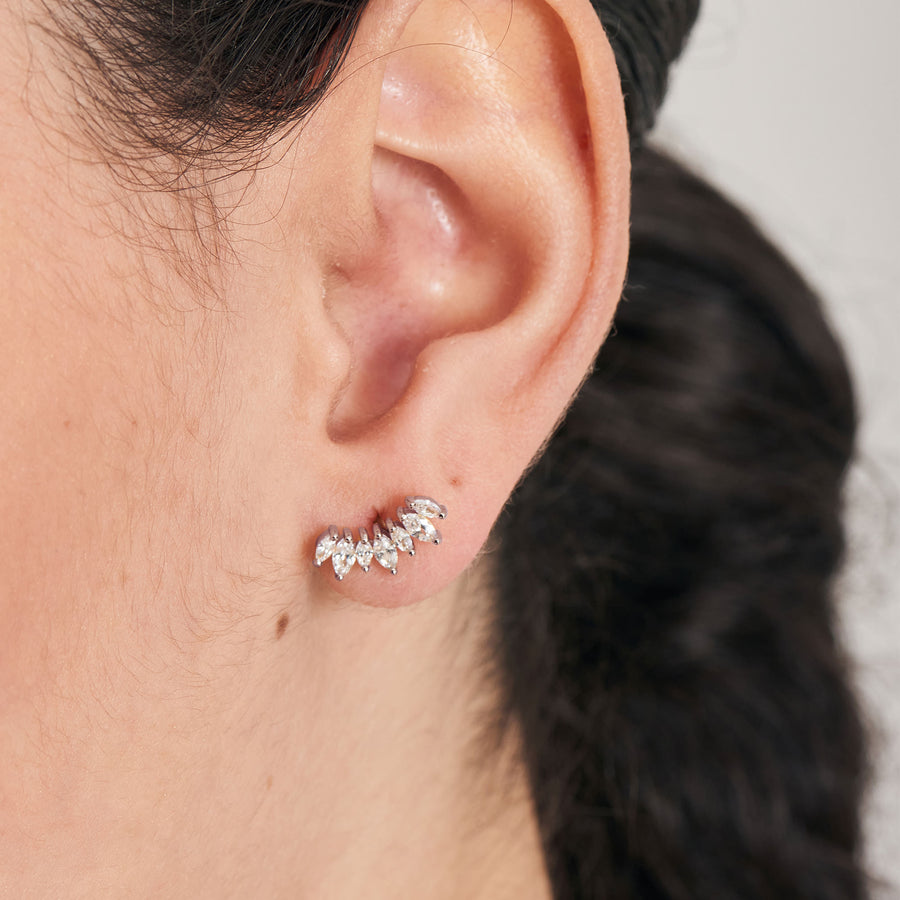Ania Haie Silver Sparkle Marquise Climber Barbell Single Earring